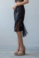 Leah fitted skirt with lace drape in black
