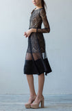 Sophie long sleeve full-lace dress in black