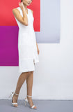 Avery straight cut crepe dress in white