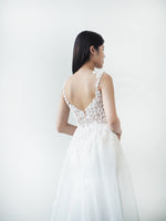 Beaded corset nude top with A-line organza skirt