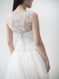 Silver corded lace top with tulle skirt