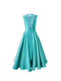 Ariana lace-up midi flounce dress in aqua