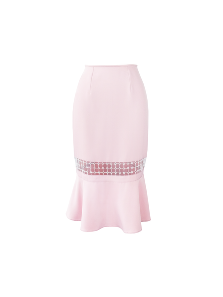 Chloe skirt with see through panel in blush