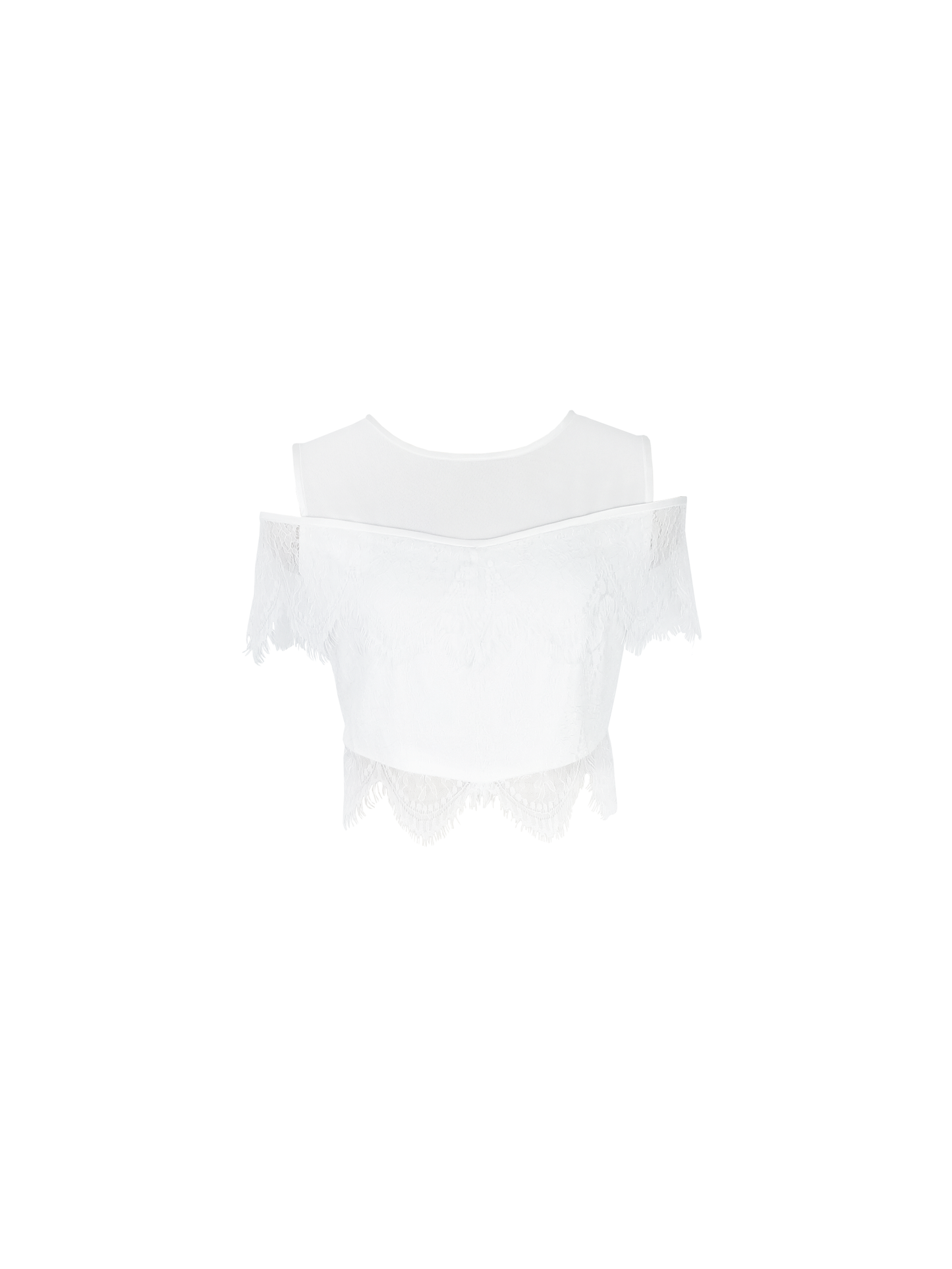 Estelle off-shoulder cropped lace top in cream
