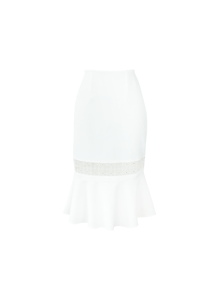 Chloe skirt with see through panel in white
